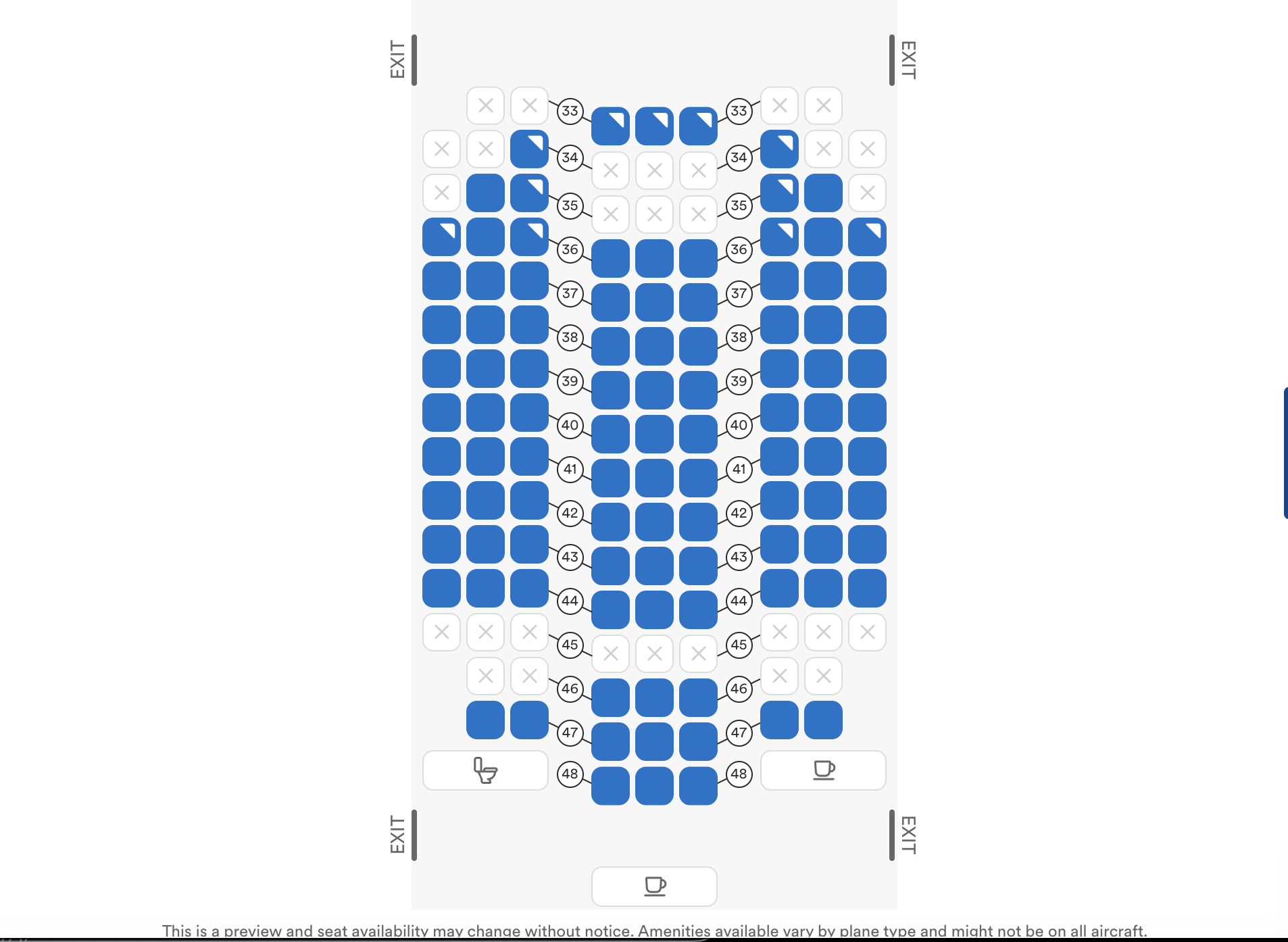 Alaska Airlines Economy Class Seat Map April 28, 2026 Seattle to Rome Rear cabin