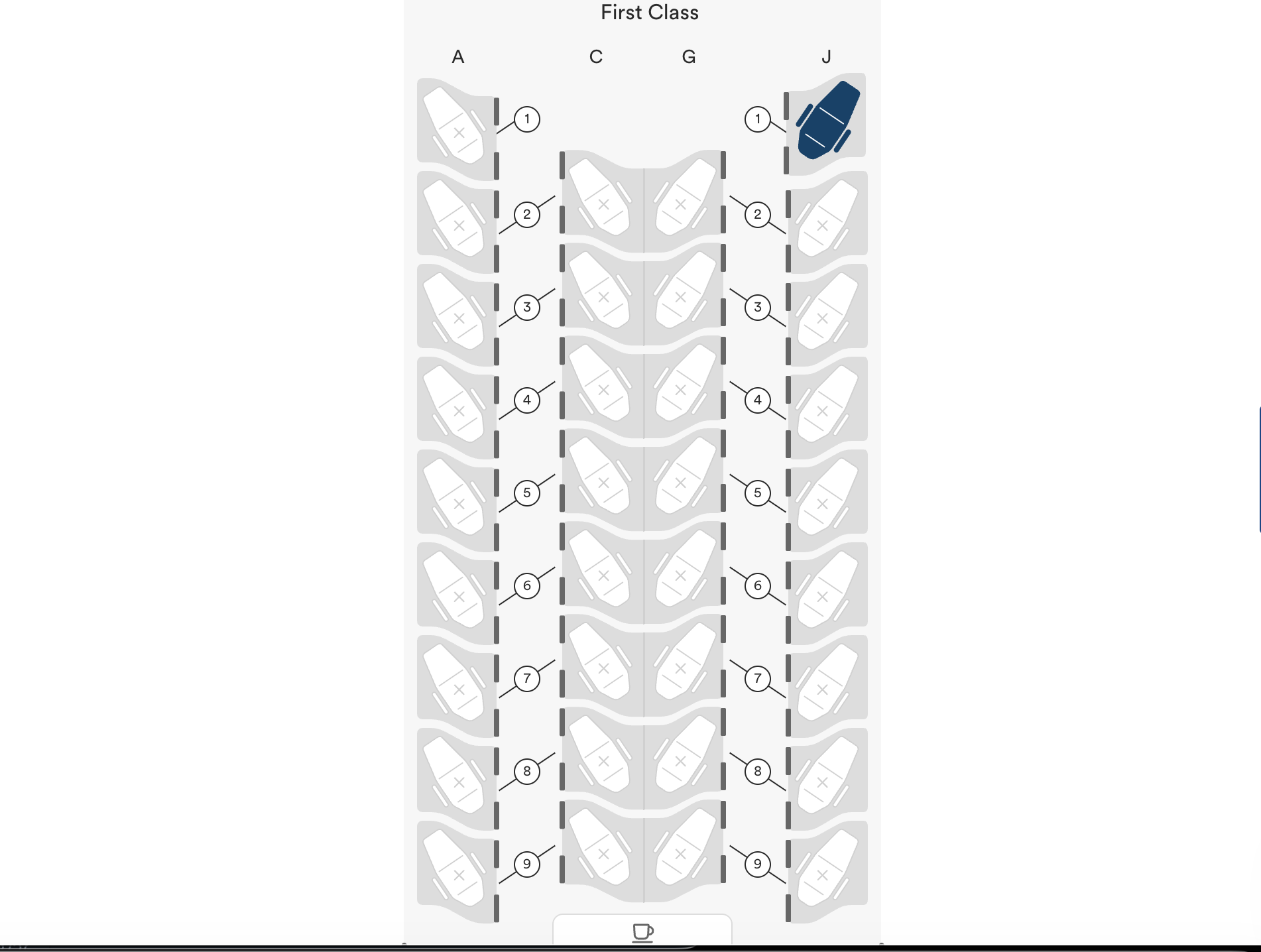 Alaska Airlines Business Class Seat Map April 28, 2026 Seattle to Rome